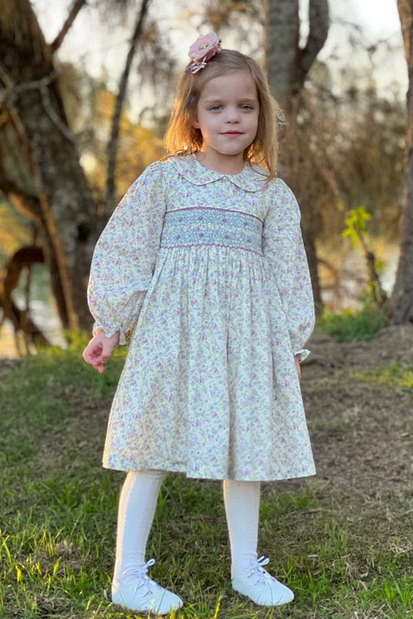 Lavender Hand-Smocked Dress