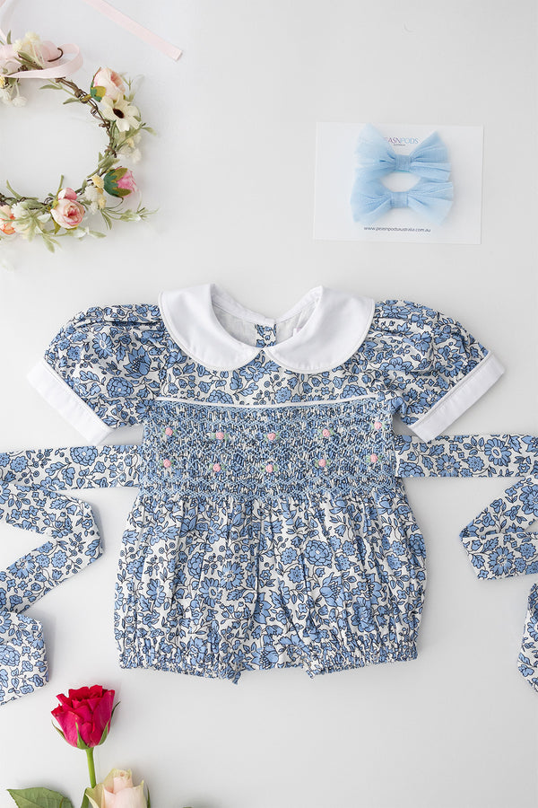 Rose Bud Hand-smocked Romper