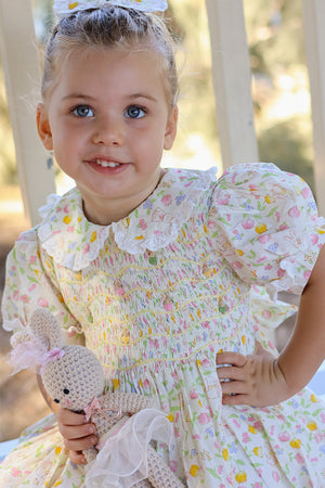 Bunny and Tulip Handsmocked Dress