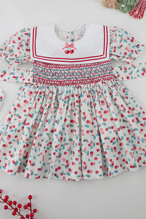Cherry Handsmocked  Dress