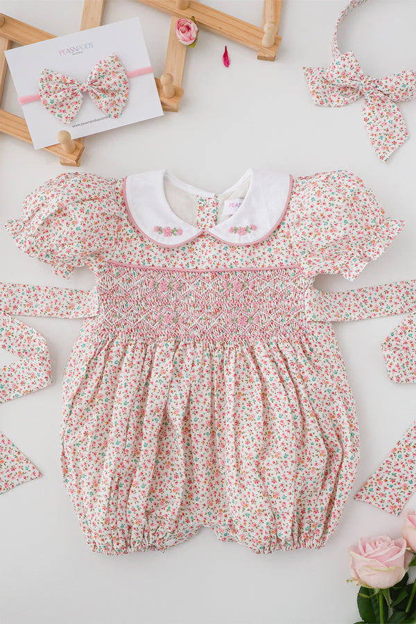 Peony Blush Handsmocked Romper