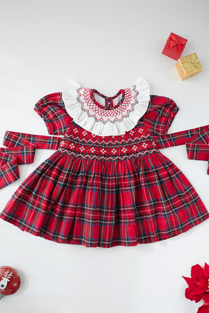 Festive Tartan Handsmocked Dress