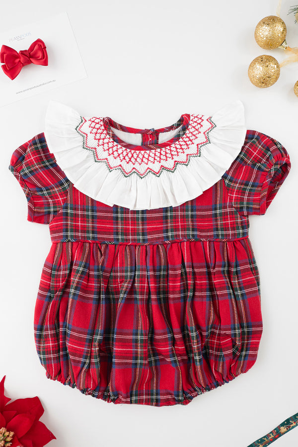 Festive Tartan Handsmocked Romper