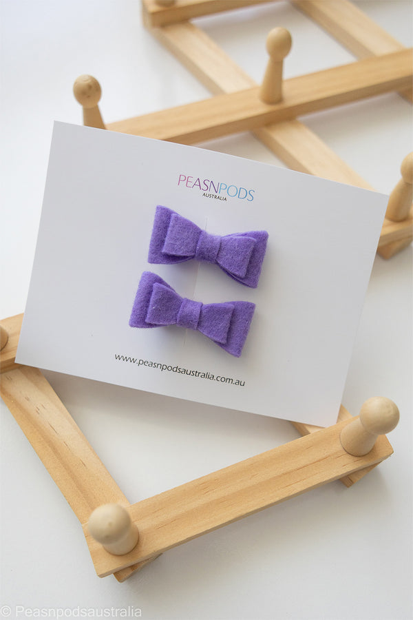 Purple Bow Felt Clip