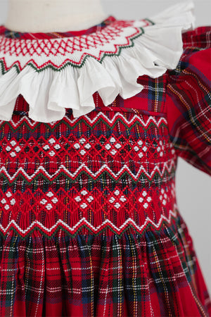 Festive Tartan Handsmocked Dress