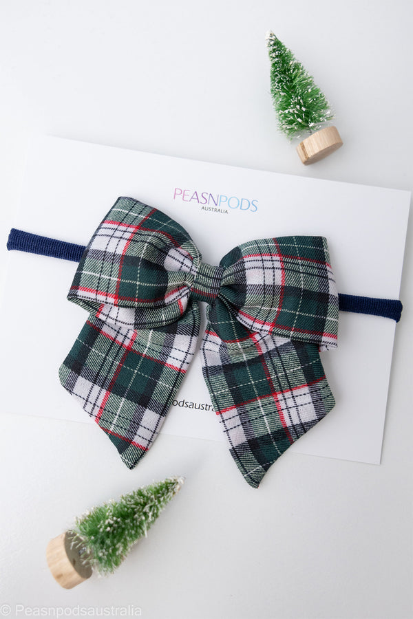 Green Plaid Baby Headband