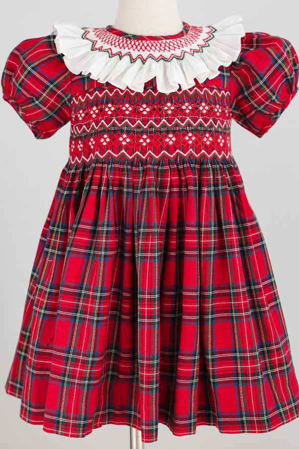 Festive Tartan Handsmocked Dress