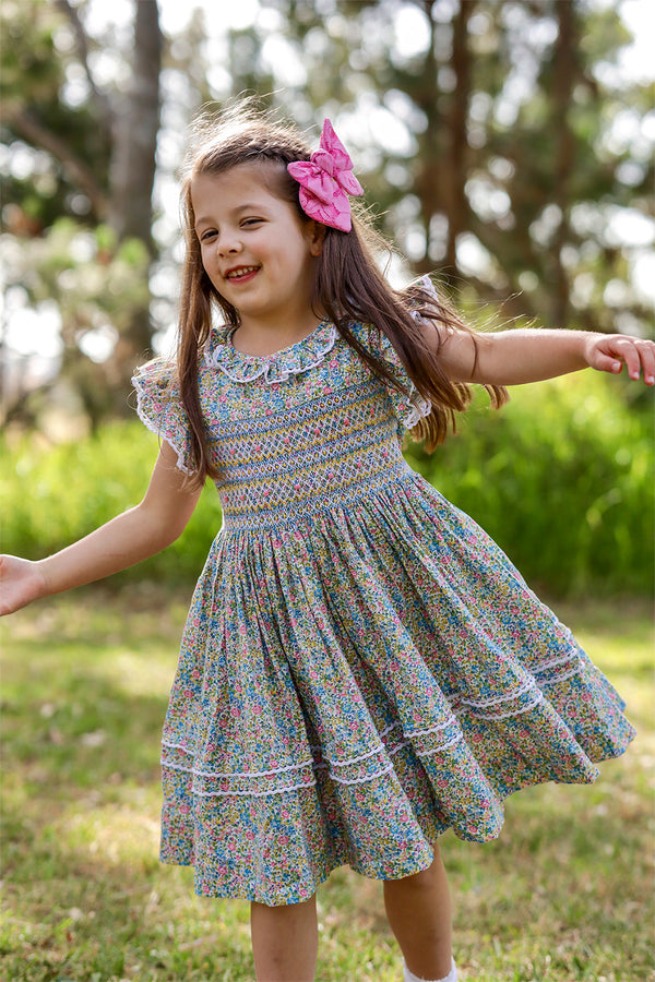 Floral Hand-Smocked  Dress