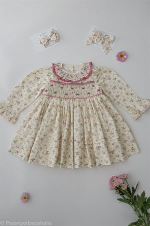 Muave Medow Handsmocked Dress