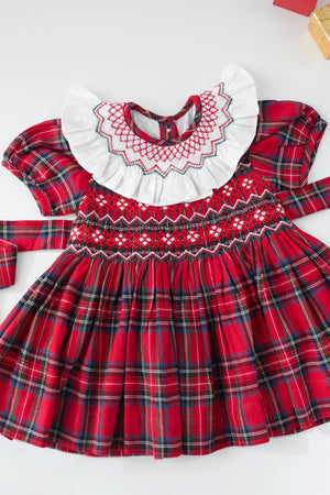 Festive Tartan Handsmocked Dress