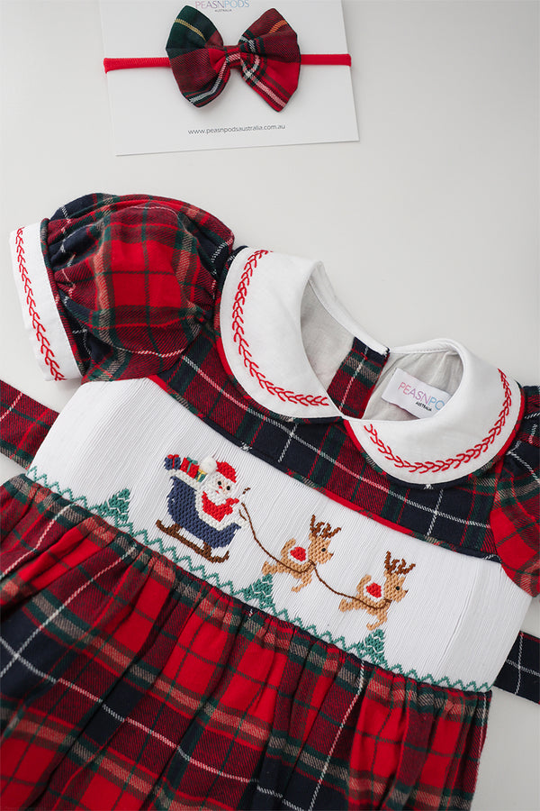 Santa’s Sleigh Handsmocked Romper