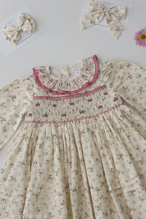 Muave Medow Handsmocked Dress