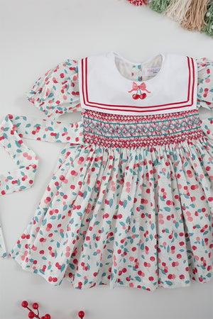 Cherry Handsmocked  Dress