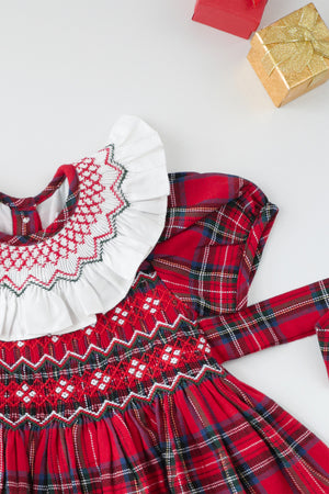 Festive Tartan Handsmocked Dress
