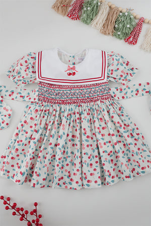 Cherry Handsmocked  Dress